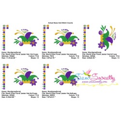 Mardi Gras Floral Jester Hat Embroidery Design Pattern-2