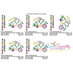 Mardi Gras Floral Jester Hat Applique Design Pattern-2