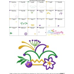 Mardi Gras Floral Jester Hat Applique Design Pattern-3