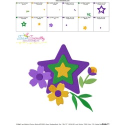 Mardi Gras Floral Star Embroidery Design Pattern-3