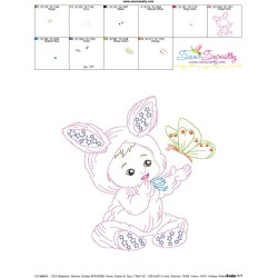 Colorwork Easter Baby Butterfly Embroidery Design Pattern-3