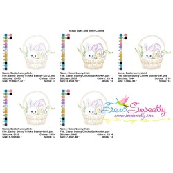 Colorwork Easter Bunny Chicks Basket Embroidery Design Pattern-2