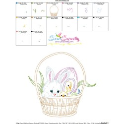 Colorwork Easter Bunny Chicks Basket Embroidery Design Pattern-3