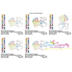Colorwork Easter Bunny Eggs Wagon Embroidery Design Pattern-2