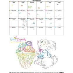 Colorwork Easter Bunny Eggs Wagon Embroidery Design Pattern-3