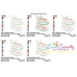 Colorwork Easter Bunny Tulips Embroidery Design Pattern-2