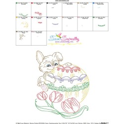 Colorwork Easter Bunny Tulips Embroidery Design Pattern-3