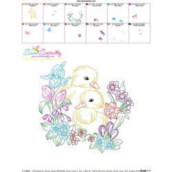 Colorwork Easter Chicks Flowers Embroidery Design Pattern-3