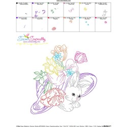 Colorwork Easter Bunny Floral Hat Embroidery Design Pattern-3