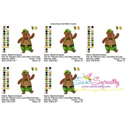 St. Patrick's Day Lucky Bear Embroidery Design Pattern-2