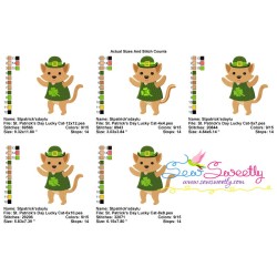 St. Patrick's Day Lucky Cat Embroidery Design Pattern-2