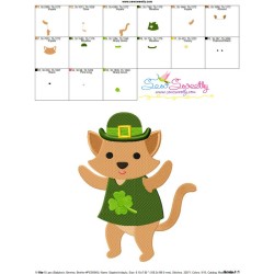 St. Patrick's Day Lucky Cat Embroidery Design Pattern-3