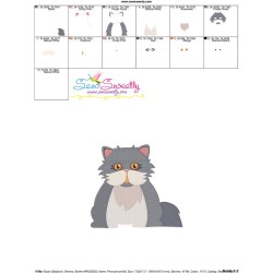 Persian Cat Embroidery Design Pattern-3
