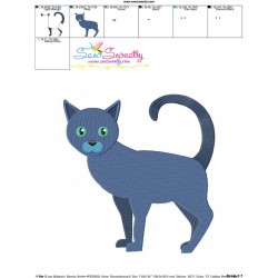 Russian Blue Cat Embroidery Design Pattern-3