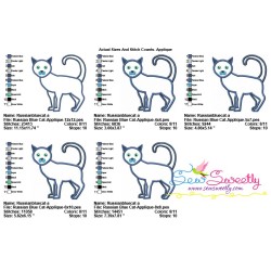Russian Blue Cat Applique Design Pattern-2