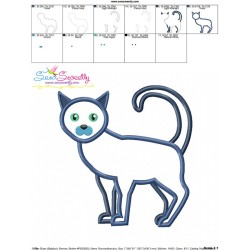 Russian Blue Cat Applique Design Pattern-3