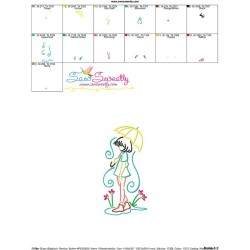 Girl and Umbrella-10 Embroidery Design Pattern-3