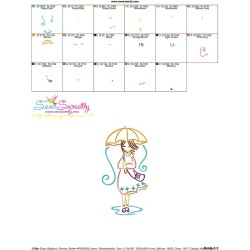 Girl and Umbrella-9 Embroidery Design Pattern-3