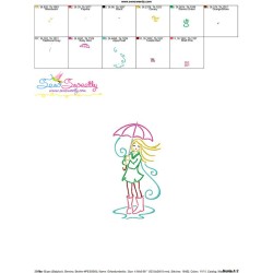 Girl and Umbrella-8 Embroidery Design Pattern-3