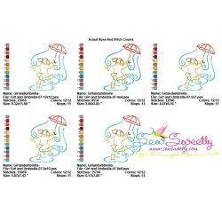 Girl and Umbrella-7 Embroidery Design Pattern-2