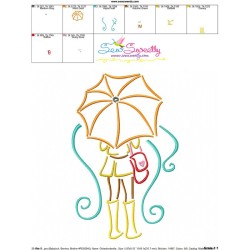 Girl and Umbrella-6 Embroidery Design Pattern-3