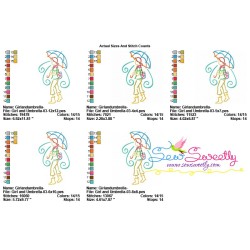 Girl and Umbrella-3 Embroidery Design Pattern-2