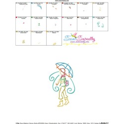 Girl and Umbrella-3 Embroidery Design Pattern-3