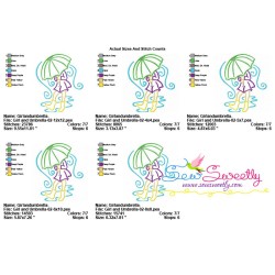 Girl and Umbrella-2 Embroidery Design Pattern-2