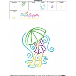 Girl and Umbrella-2 Embroidery Design Pattern-3