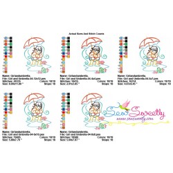 Girl and Umbrella-4 Embroidery Design Pattern-2