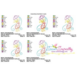 Girl and Umbrella-1 Embroidery Design Pattern-2