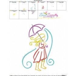 Girl and Umbrella-1 Embroidery Design Pattern-3