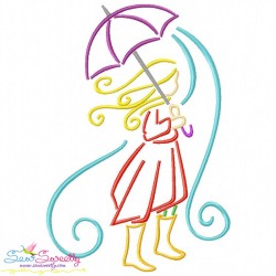 Girls and Umbrella Embroidery Design Bundle-2