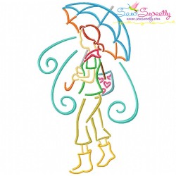 Girls and Umbrella Embroidery Design Bundle-4