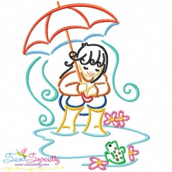 Girls and Umbrella Embroidery Design Bundle-5