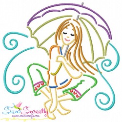 Girls and Umbrella Embroidery Design Bundle-6