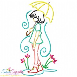 Girls and Umbrella Embroidery Design Bundle-11