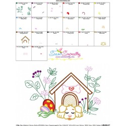 Dog Easter Eggs Hidden In The Garden-9 Embroidery Design Pattern-3