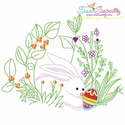 Bunny Easter Egg Hidden In The Garden-6 Embroidery Design Pattern-1