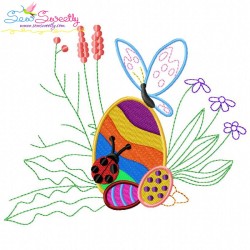 Easter Eggs Hidden In The Garden Embroidery Design Bundle-5