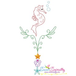 Vintage Stitch Seahorse-6 Embroidery Design Pattern-1