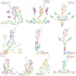 Vintage Stitch Seahorses Embroidery Design Bundle-1