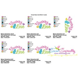 Bunny Love Lettering Easter Embroidery Design Pattern-2