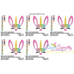 Unicorn Bunny Flowers Easter Embroidery Design Pattern-2