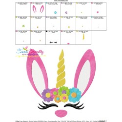 Unicorn Bunny Flowers Easter Embroidery Design Pattern-3