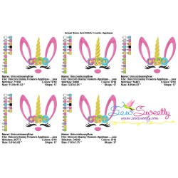 Unicorn Bunny Flowers Easter Applique Design Pattern-2