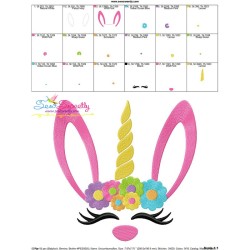 Unicorn Bunny Flowers Easter Applique Design Pattern-3