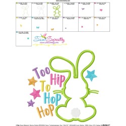Too Hip to Hop Hop Bunny Easter Applique Design Pattern-3