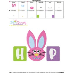 Hop Bunny Wording Embroidery Design Pattern-3
