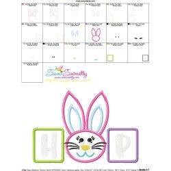 Hop Bunny Wording Applique Design Pattern-3